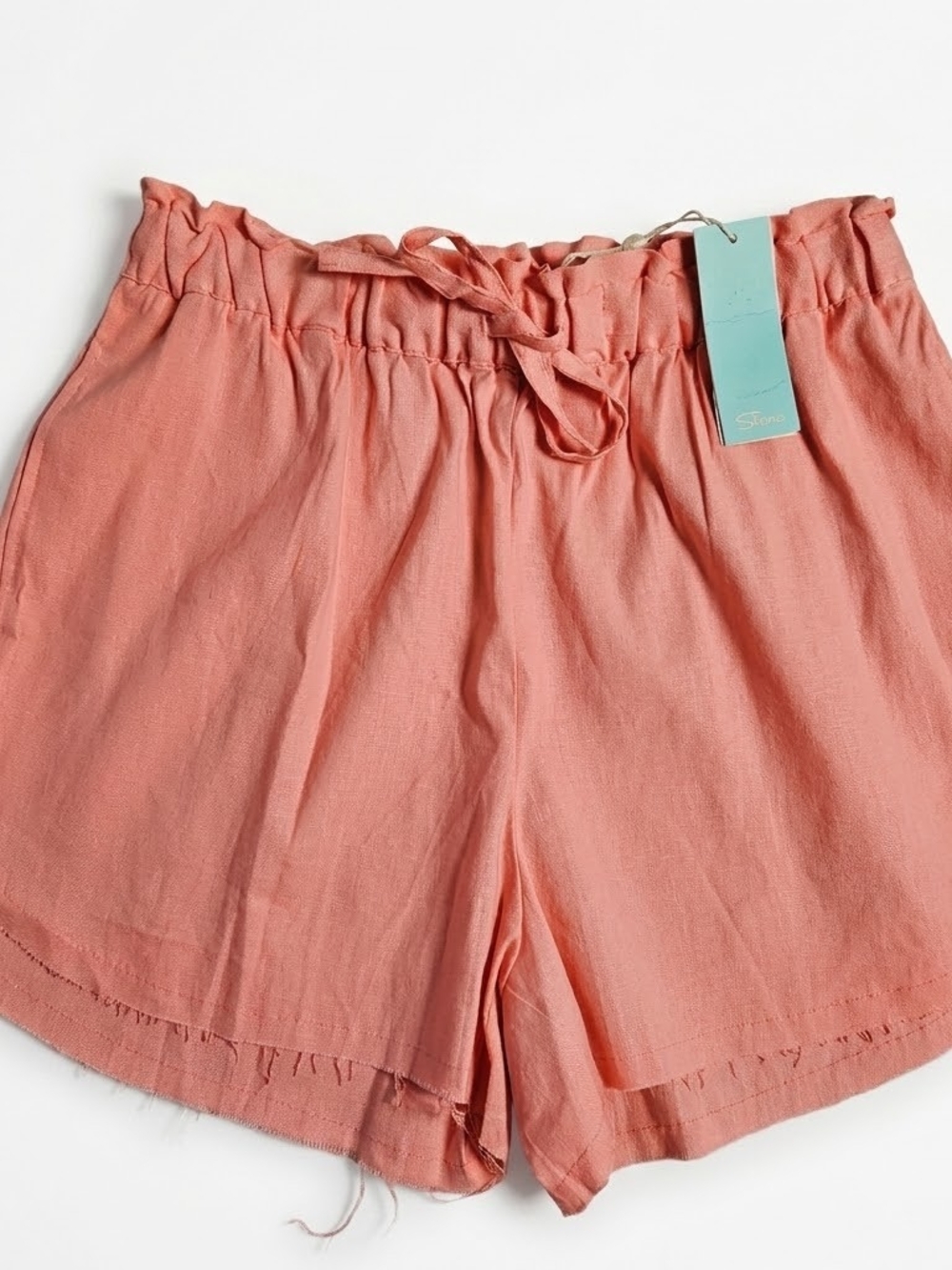 Shore Coral Almond Linen Beach Pull On Shorts NWT Medium